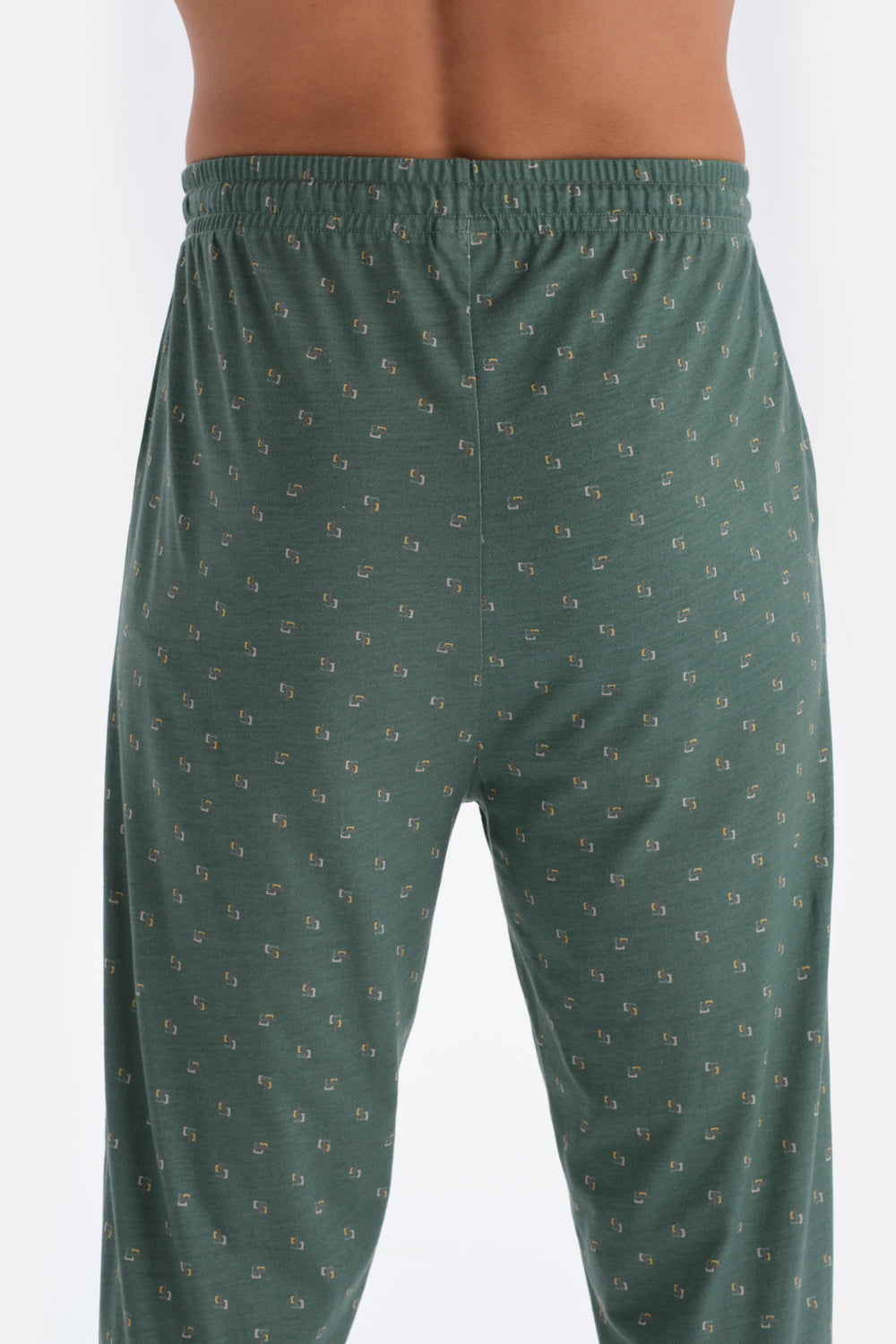 Yeşil V Yaka Uzun Kollu Pamuk Modal Pijama Takımı