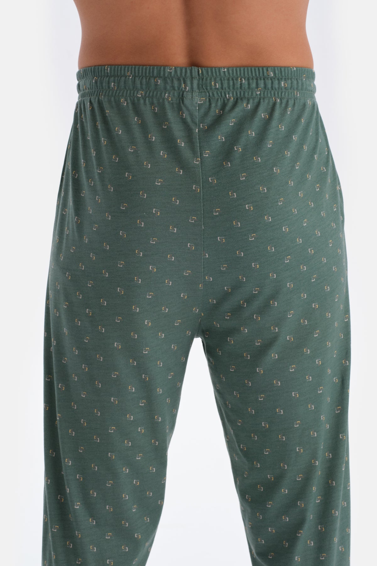 Yeşil V Yaka Uzun Kollu Pamuk Modal Pijama Takımı
