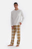 Ecru CREW-NECK  POCKET DETAILED WOVEN BOTTOM PAJAMAS SUIT