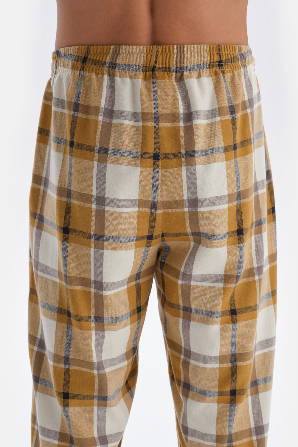 Ecru CREW-NECK  POCKET DETAILED WOVEN BOTTOM PAJAMAS SUIT