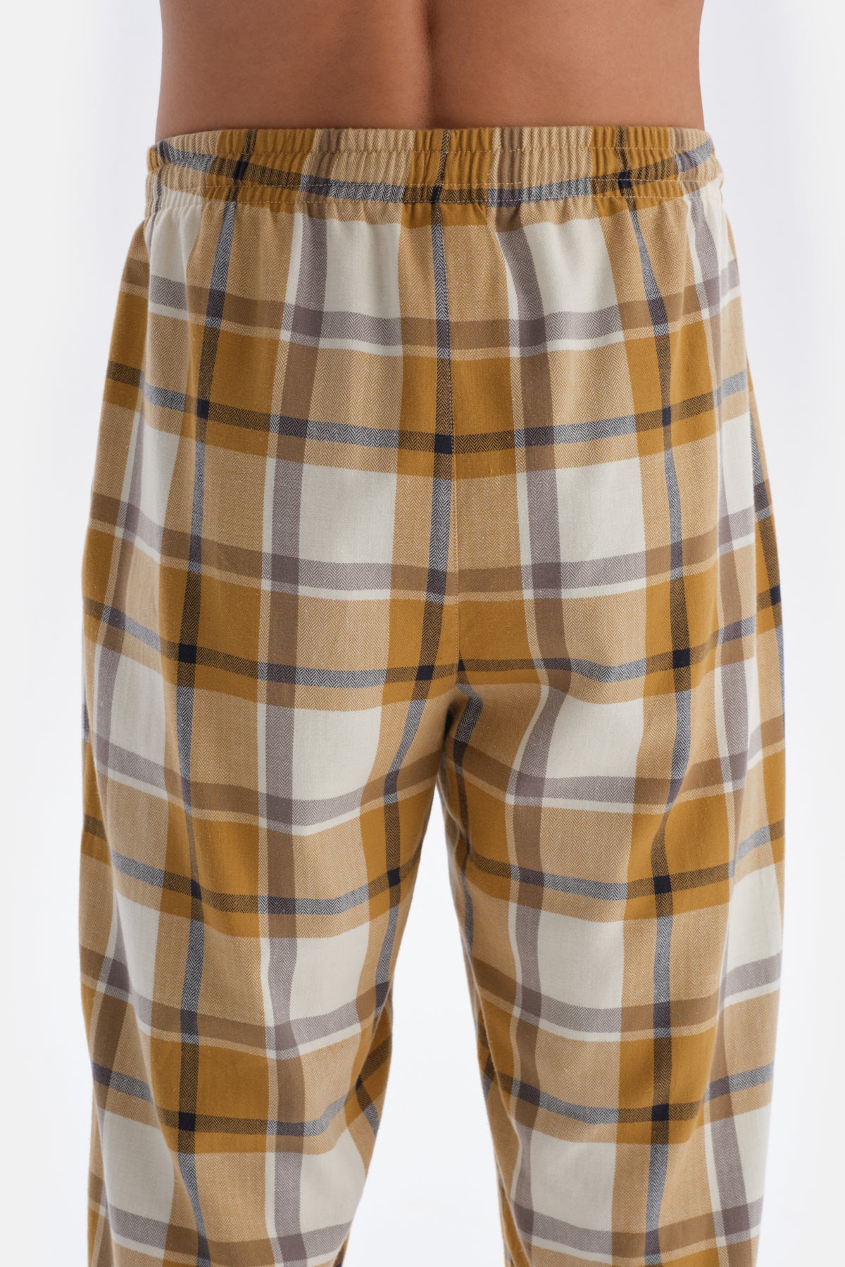 Ecru CREW-NECK  POCKET DETAILED WOVEN BOTTOM PAJAMAS SUIT