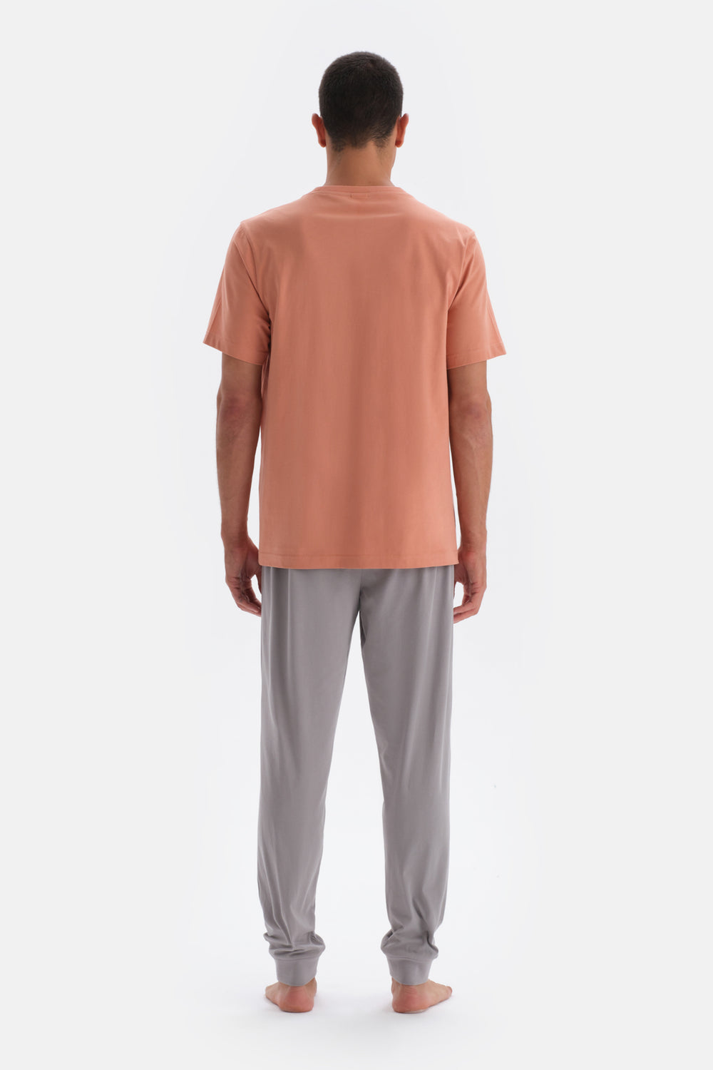 Terracotta CEREW-NECK SHORT SLEEVE PRINT DETAILED PAJAMA SUIT