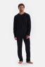 Navy JACQUARD T-SHIRT PANTS KNITTED PAJAMAS SUIT