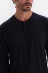 Navy JACQUARD T-SHIRT PANTS KNITTED PAJAMAS SUIT