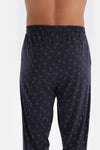 Lacivert Yarım Patlı Metraj Baskılı Modal Pijama Takımı