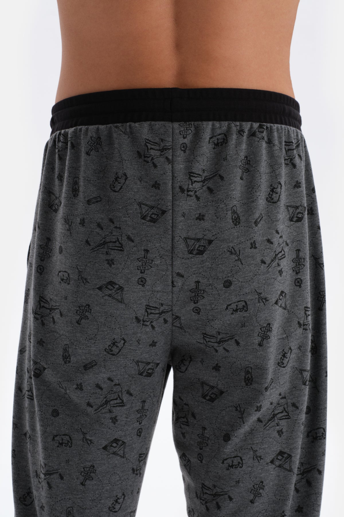 Smoke CREW-NECK LONG SLEEVE PRINT KNITTED PAJAMAS SUIT