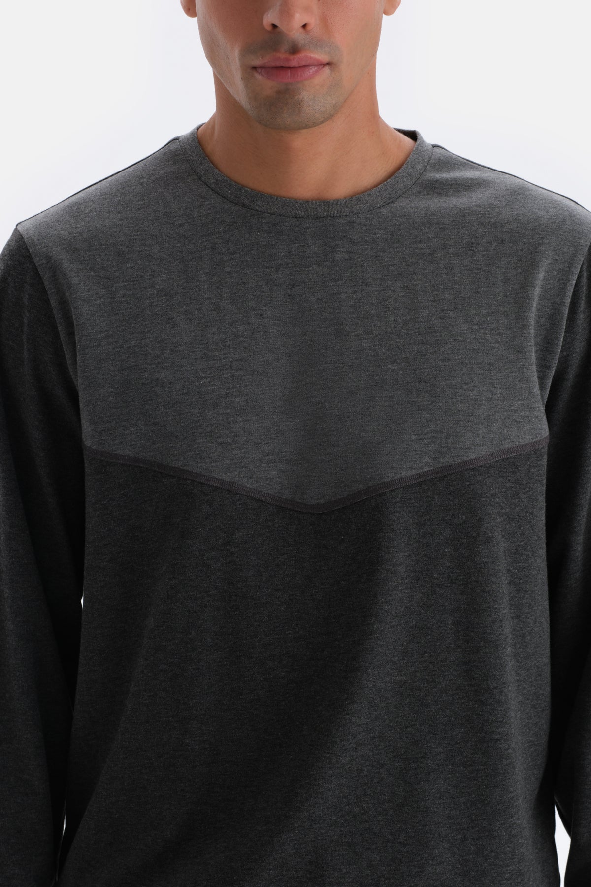 Anthracite Melange CREW-NECK LONG SLEEVE KNITTED PAJAMAS SUIT