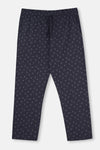 Navy HALF-PLOT PRINT KNITTED PAJAMAS SET