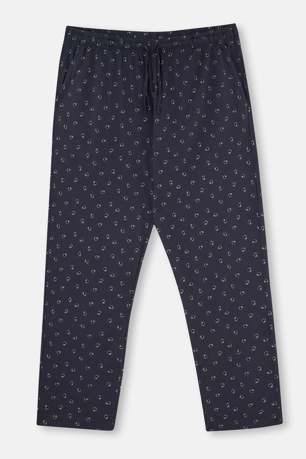 Navy HALF-PLOT PRINT KNITTED PAJAMAS SET