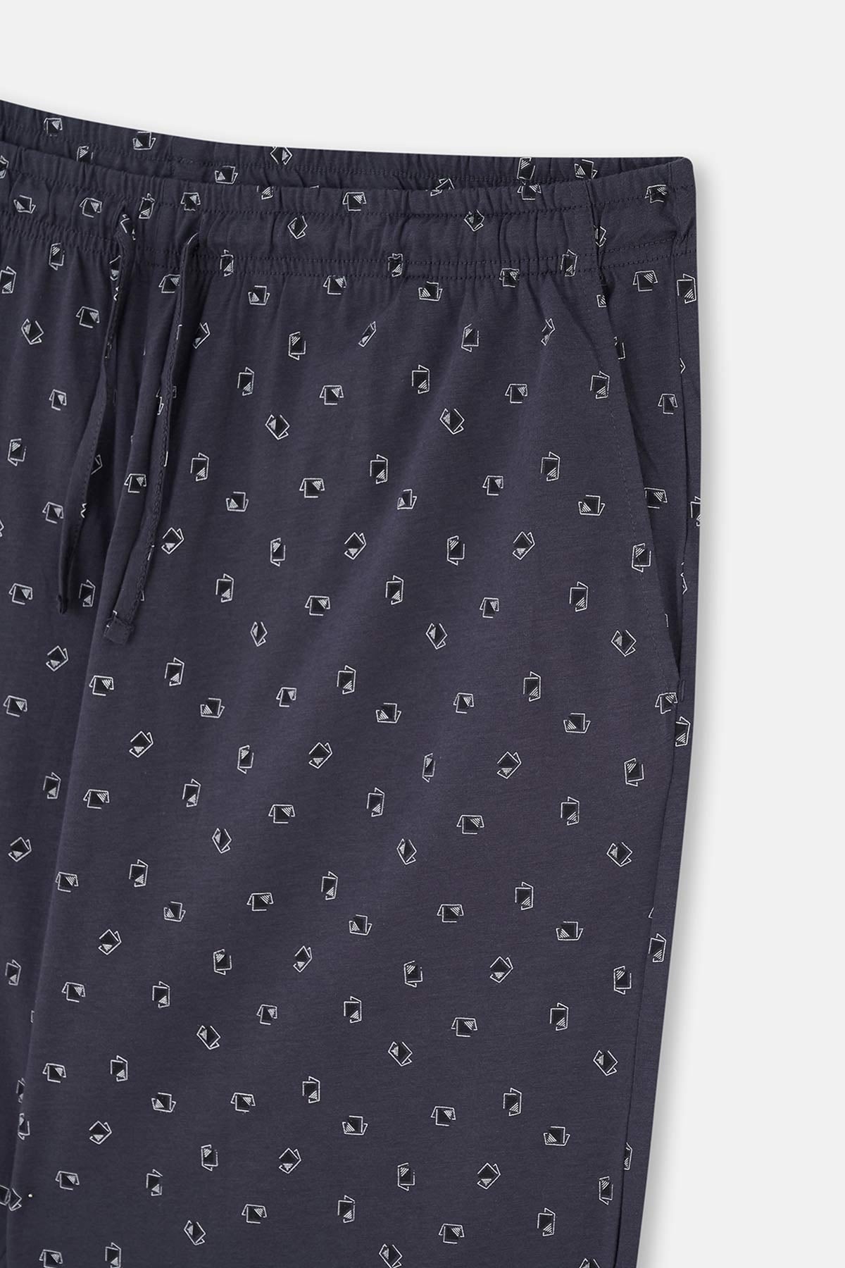 Navy HALF-PLOT PRINT KNITTED PAJAMAS SET