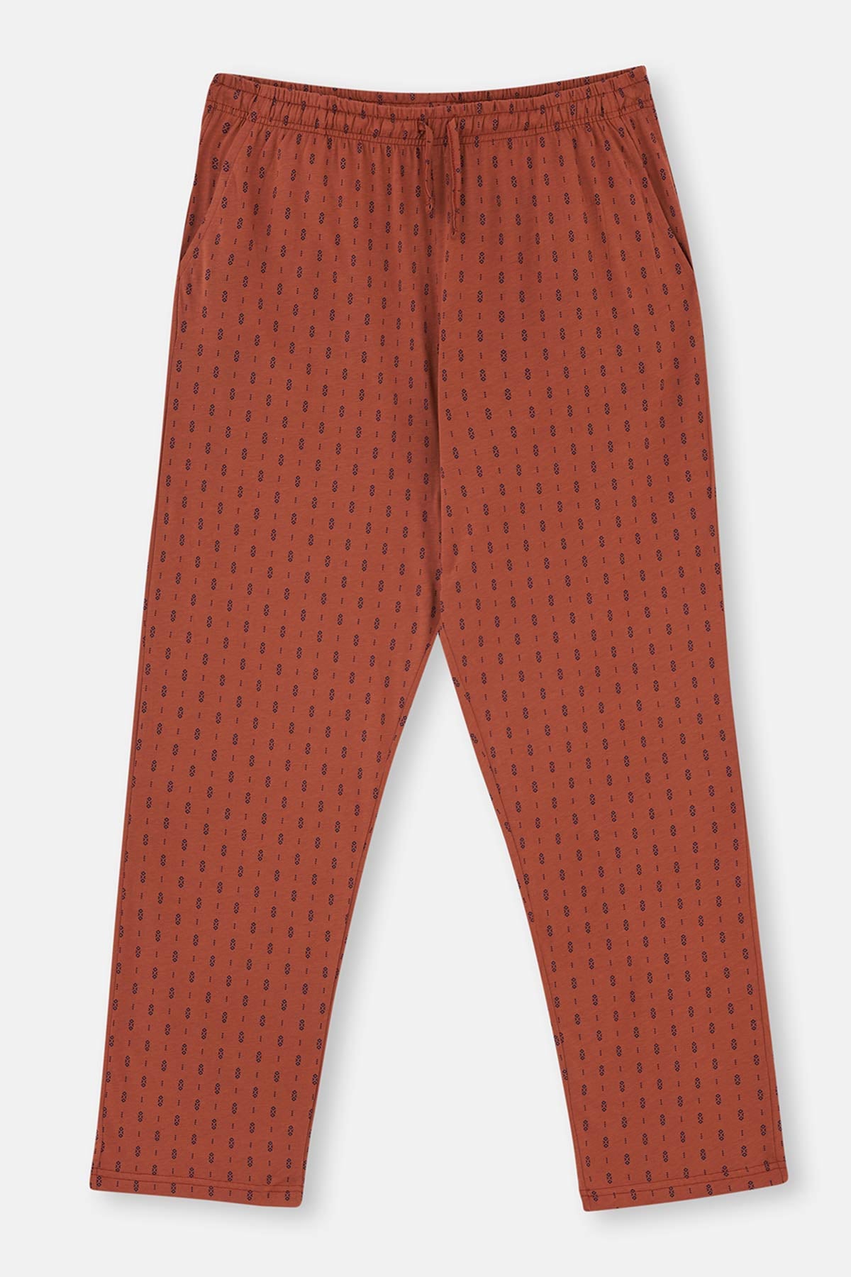 Ekru Yarım Patlı Cep Detaylı Örme Pijama Takımı