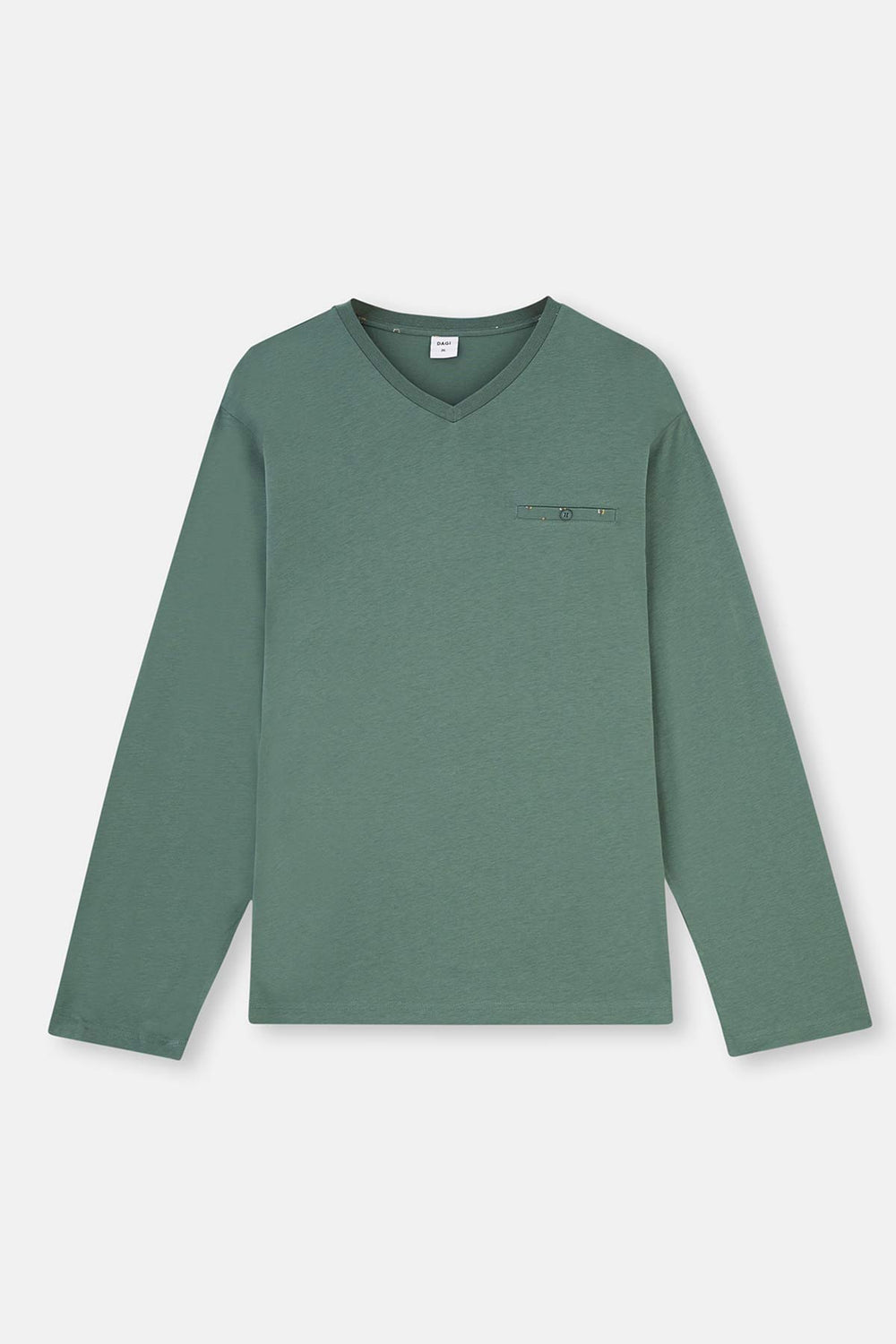 Green V-NECK LONG SLEEVE COTTON MODAL PAJAMAS SUIT