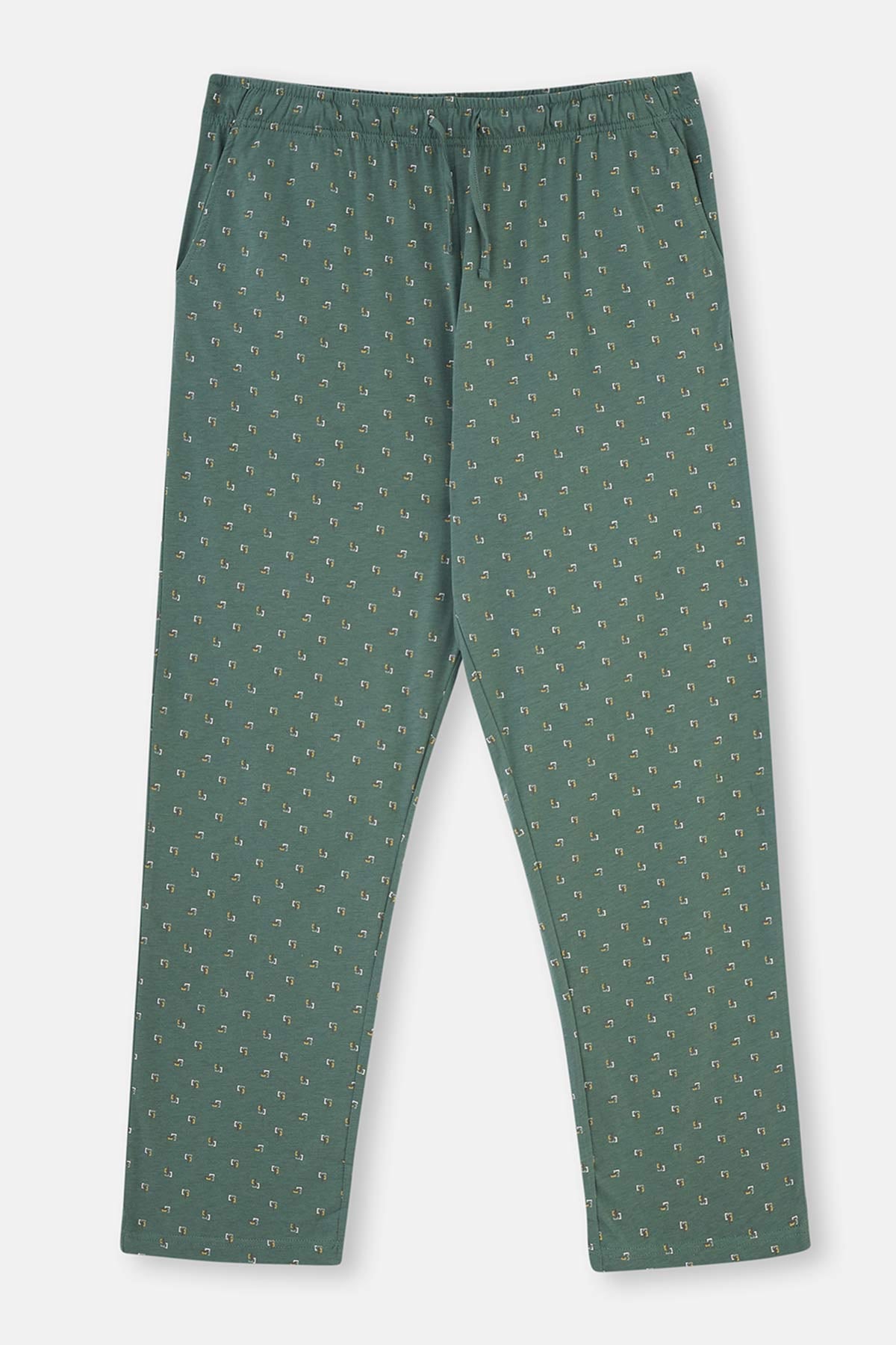 Green V-NECK LONG SLEEVE COTTON MODAL PAJAMAS SUIT