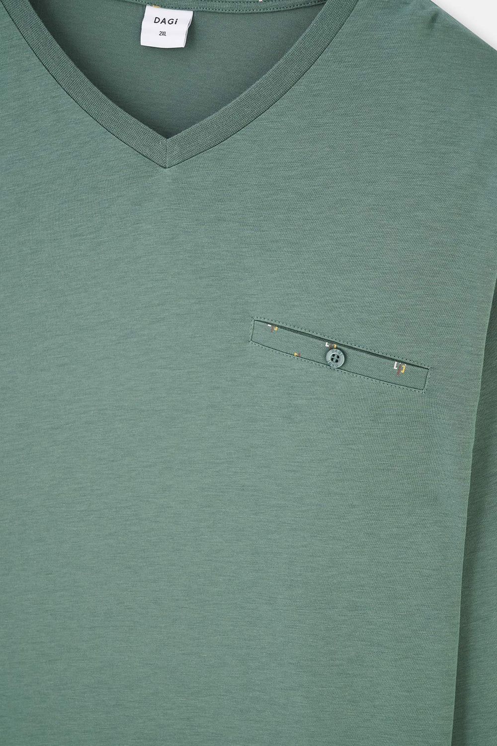 Green V-NECK LONG SLEEVE COTTON MODAL PAJAMAS SUIT