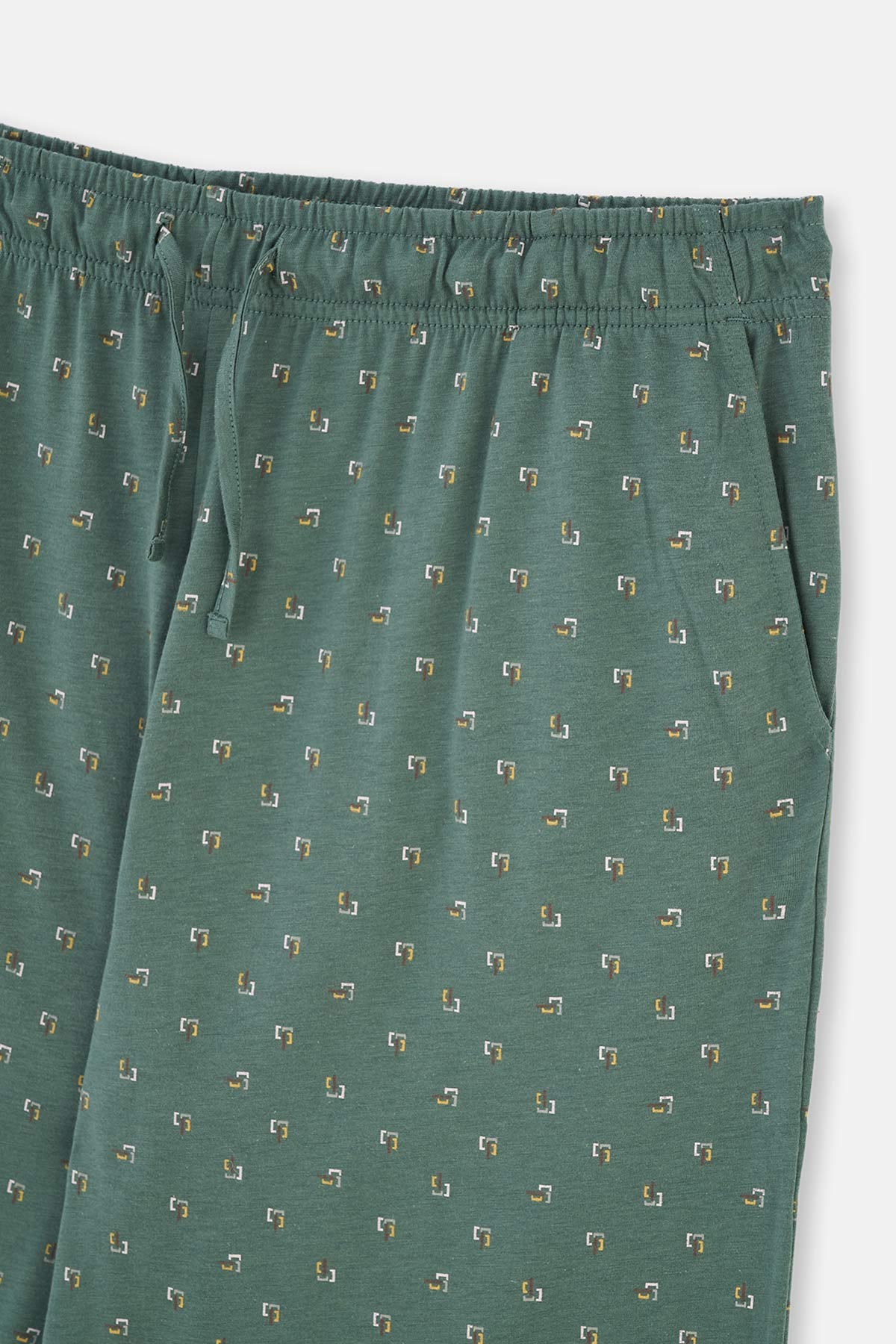 Green V-NECK LONG SLEEVE COTTON MODAL PAJAMAS SUIT