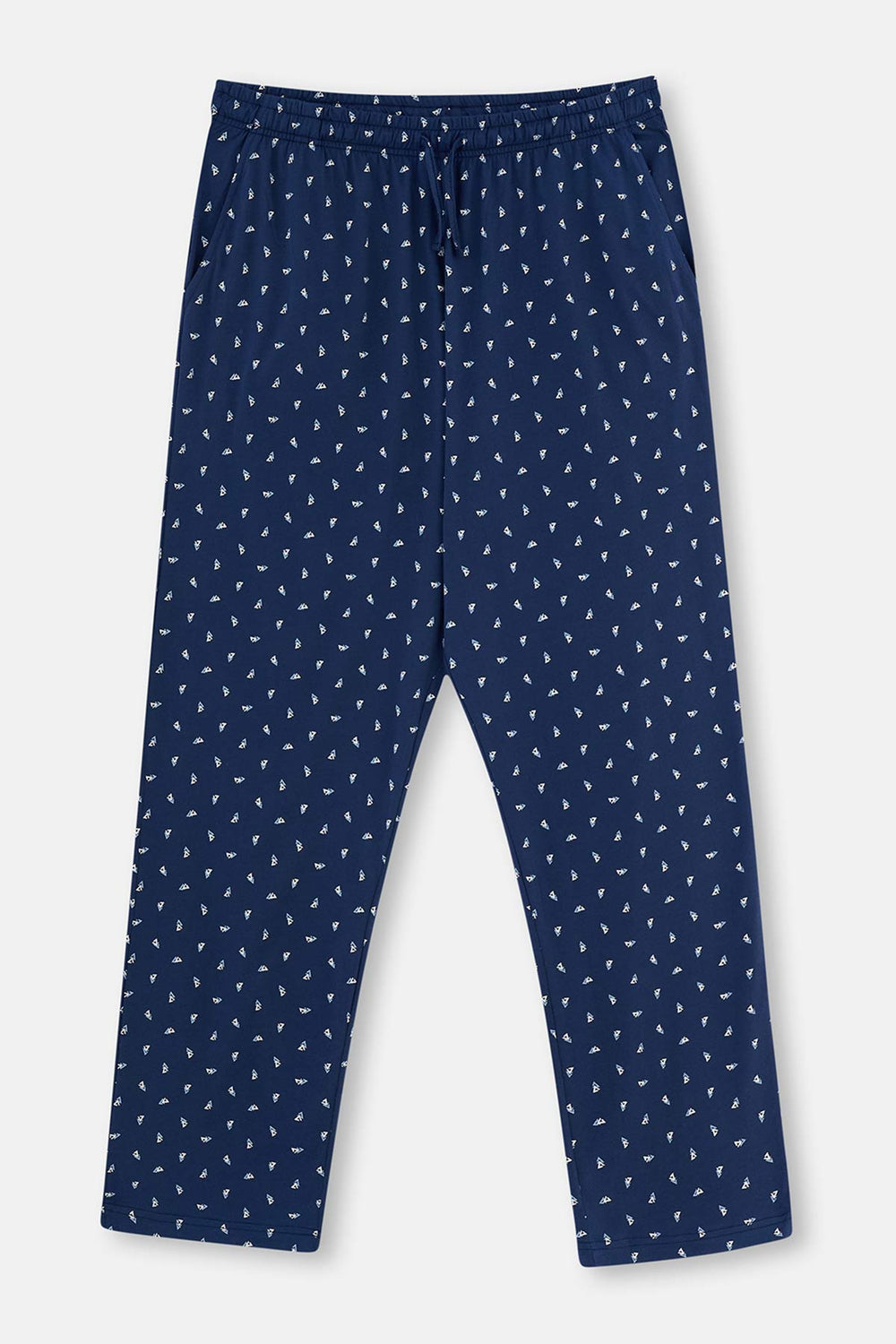 Mavi Yarım Patlı Cep Detaylı Kısa Kollu Plus Size Örme Pijama Takımı