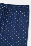 Mavi Yarım Patlı Cep Detaylı Kısa Kollu Plus Size Örme Pijama Takımı