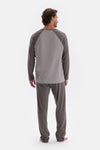 Anthracite HALF-PLOT LONG SLEEVE COTTON MODAL PAJAMAS SUIT