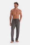 Anthracite HALF-PLOT LONG SLEEVE COTTON MODAL PAJAMAS SUIT