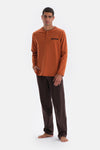Brown LONG SLEEVE KNITTED PAJAMAS WITH HALF POT