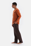 Brown LONG SLEEVE KNITTED PAJAMAS WITH HALF POT