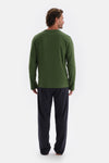 Green CREW-NECK POCKET DETAILED KNITTED PAJAMAS SUIT