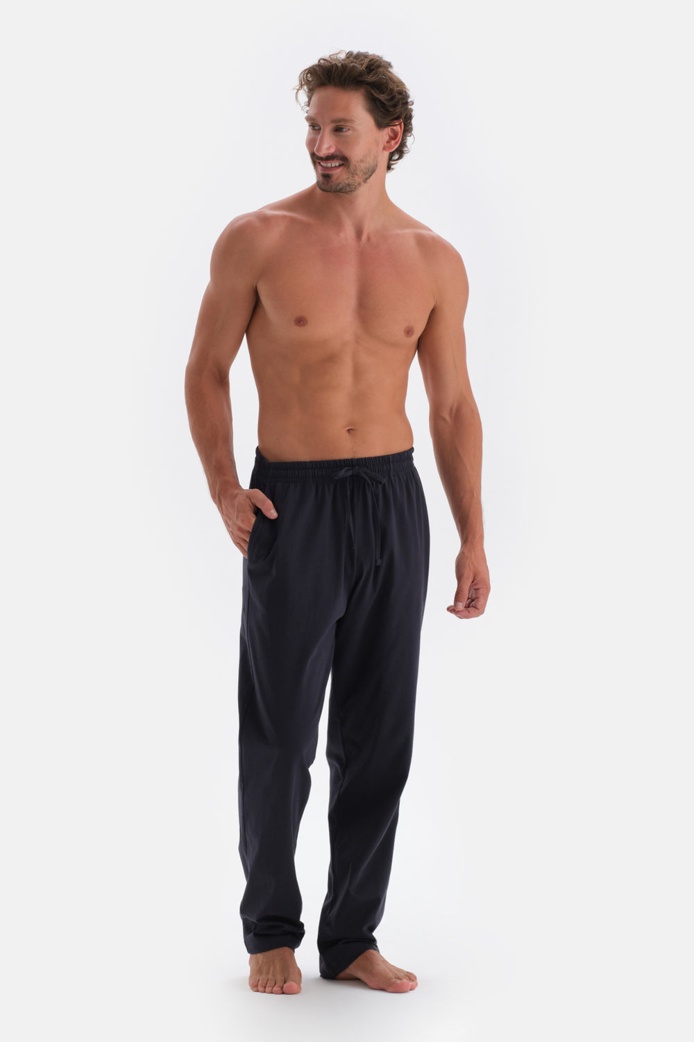 Green CREW-NECK POCKET DETAILED KNITTED PAJAMAS SUIT