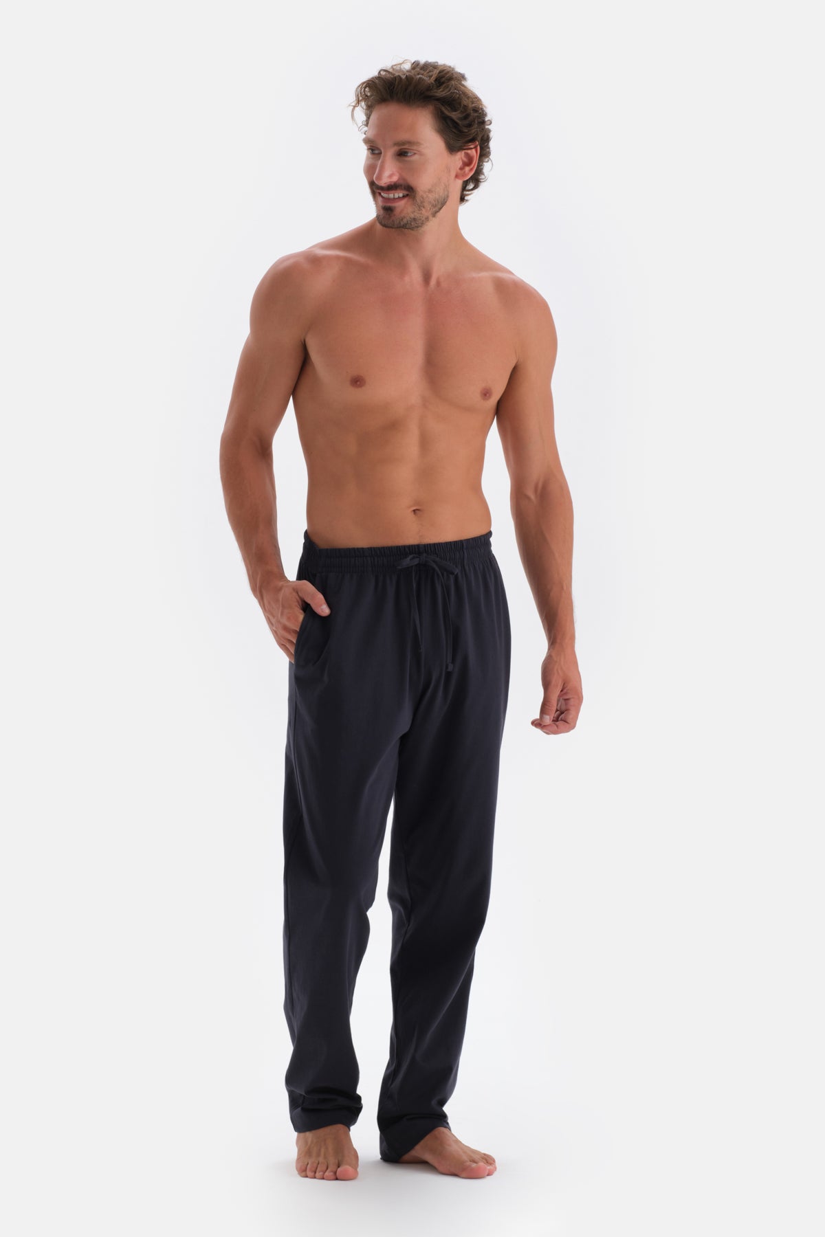Green CREW-NECK POCKET DETAILED KNITTED PAJAMAS SUIT