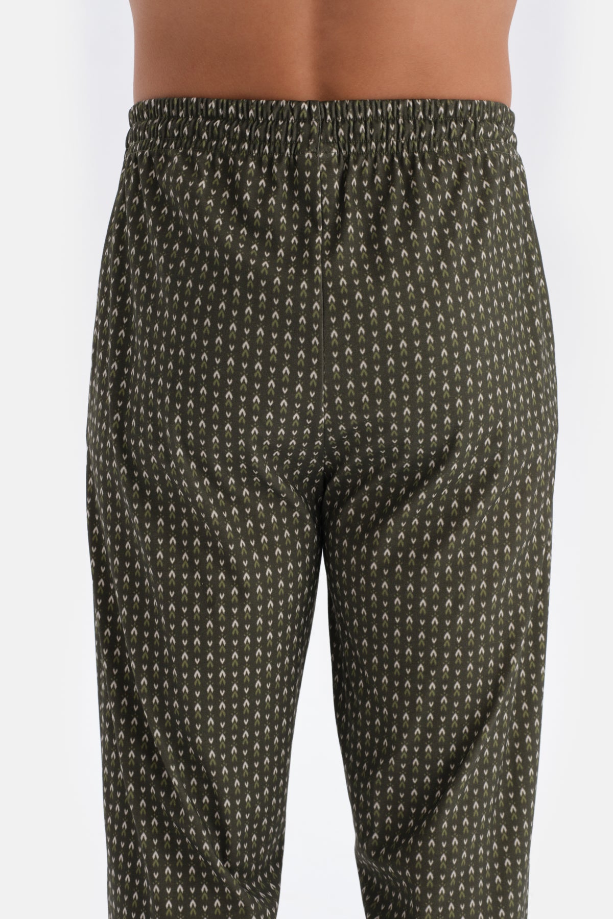 Yeşil Mikroprint Baskılı Örme Gömlek Pijama Takımı