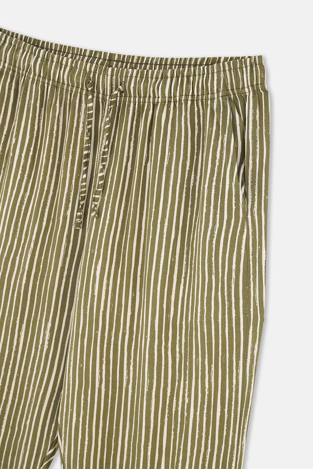 Green PRINT DETAILED LONG SLEEVE PAJAMAS SUIT WITH WOVEN BOTTOM