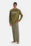 Green PRINT DETAILED LONG SLEEVE PAJAMAS SUIT WITH WOVEN BOTTOM