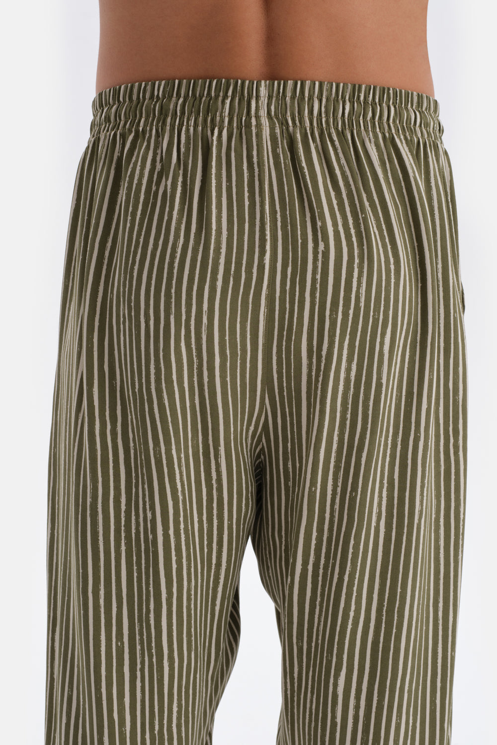 Green PRINT DETAILED LONG SLEEVE PAJAMAS SUIT WITH WOVEN BOTTOM