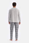 Grey Melange CREW-NECK JACQUARD BOTTOM PAJAMAS SUIT