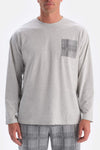 Grey Melange CREW-NECK JACQUARD BOTTOM PAJAMAS SUIT
