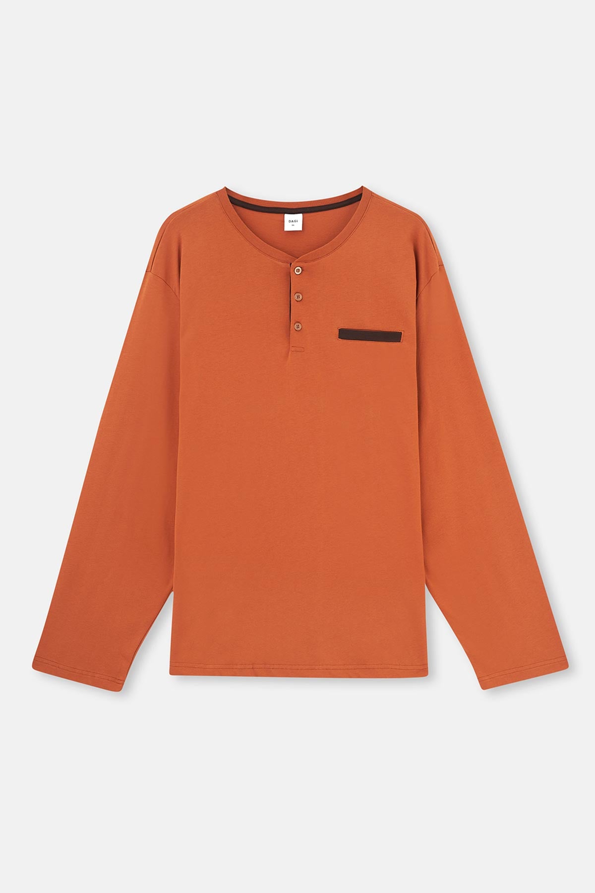 Kahverengi Yarım Patlı Uzun Kollu Örme Pijama Takımı