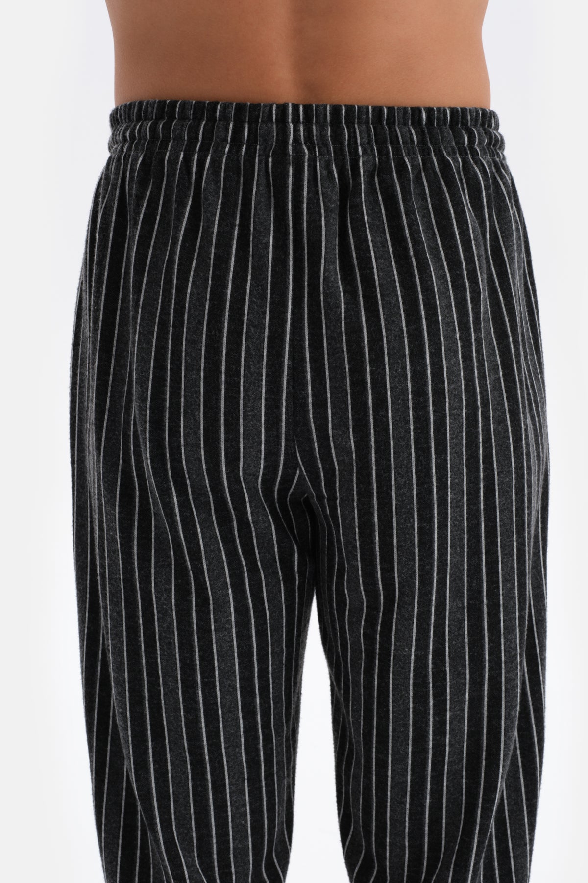 Füme Çizgi Jakarlı Örme Pijama Altı