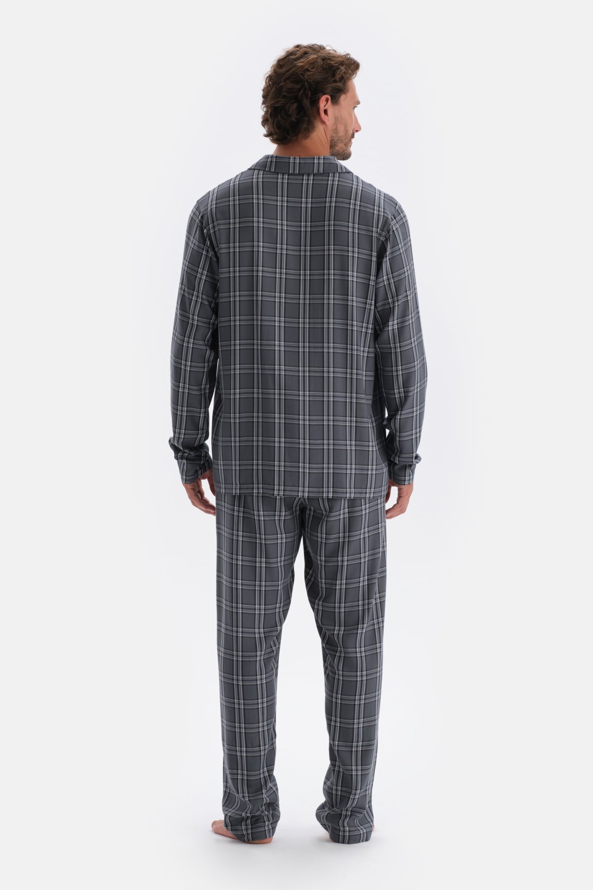 Smoke PLAID WOVEN SINGLE BOTTOM TROUSERS
