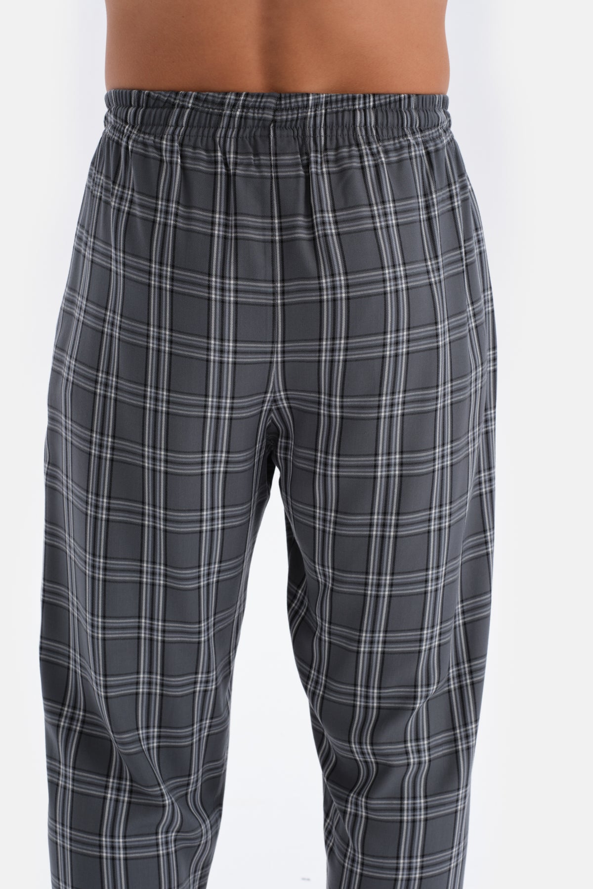 Smoke PLAID WOVEN SINGLE BOTTOM TROUSERS