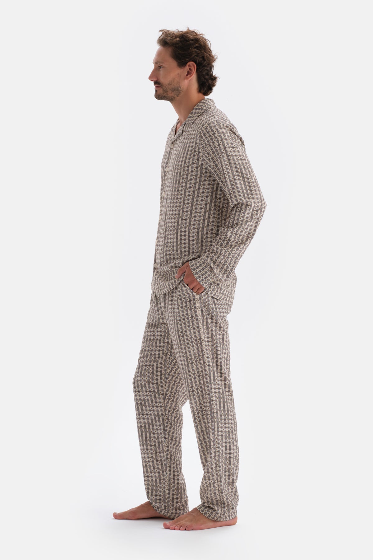 MULTICOLOR MICROPRINT PRINTED WOVEN PANTS