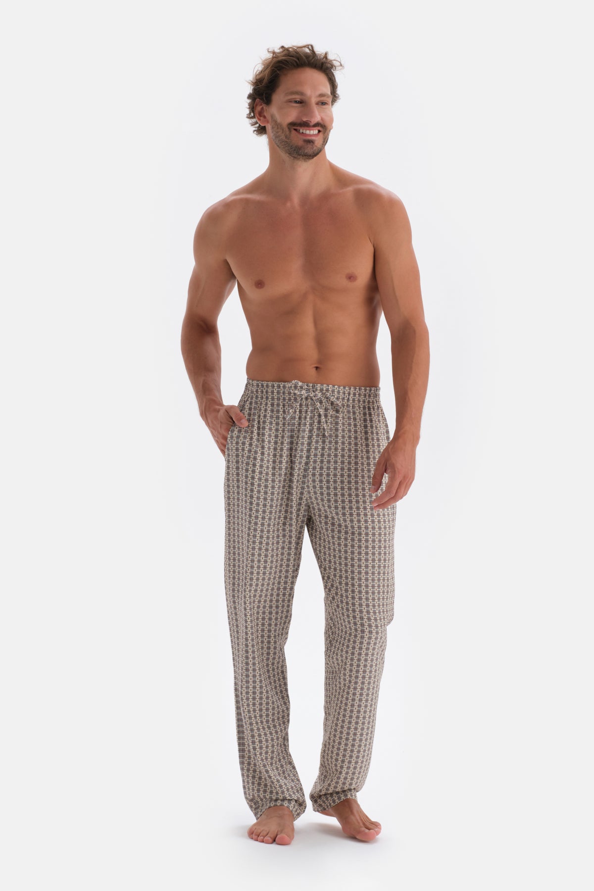 MULTICOLOR MICROPRINT PRINTED WOVEN PANTS