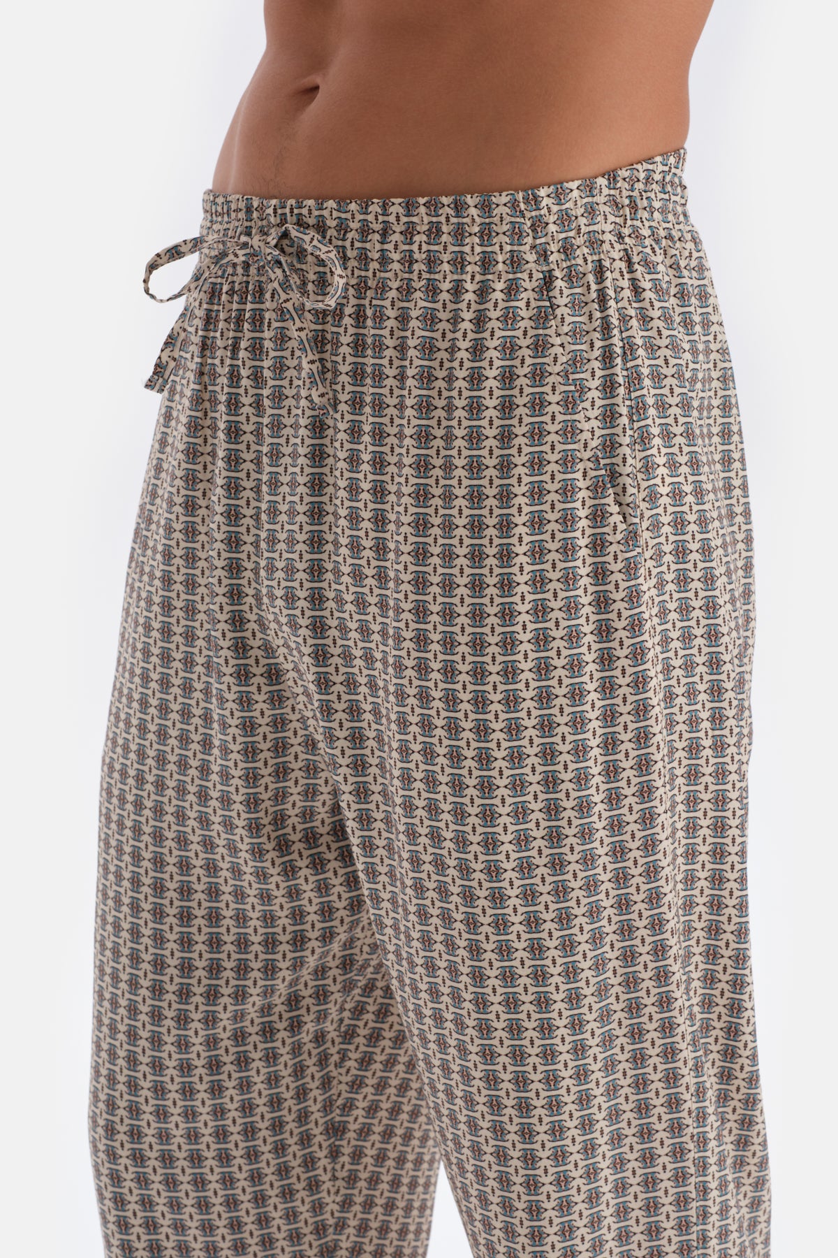 MULTICOLOR MICROPRINT PRINTED WOVEN PANTS