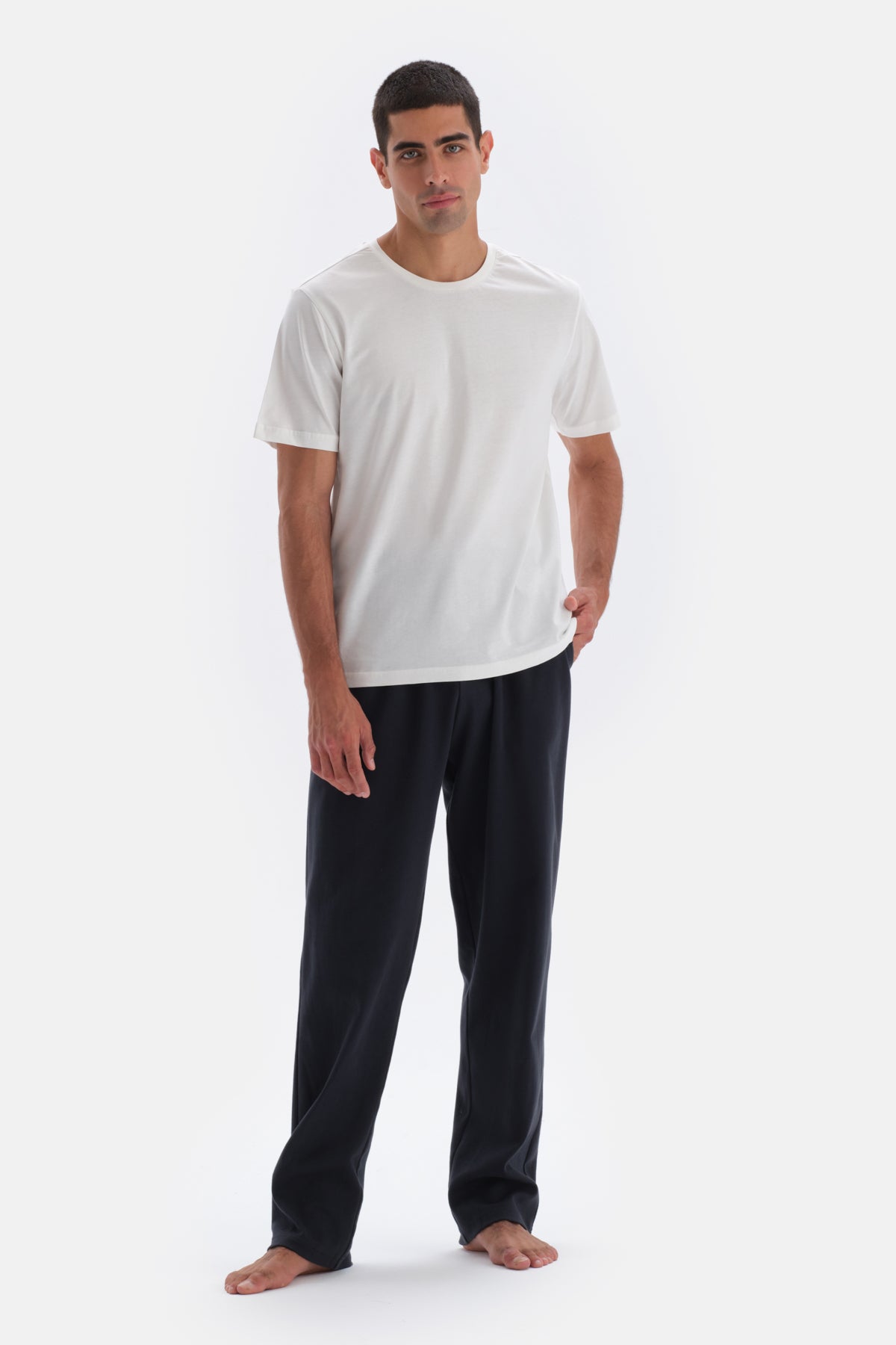 Navy FLAT LEG PAJAMA BOTTOM