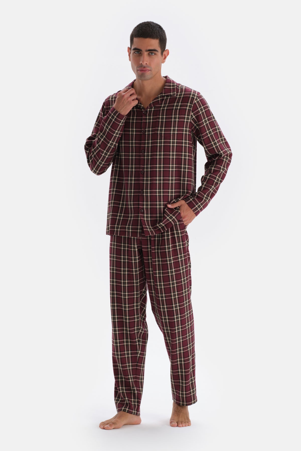 MULTICOLOR PLAID WOVEN TROUSERS PAJAMAS