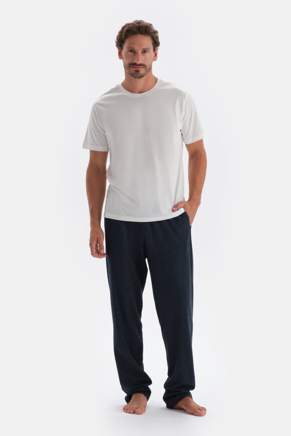 Navy LINED JACQUARD KNITTED SINGLE BOTTOM