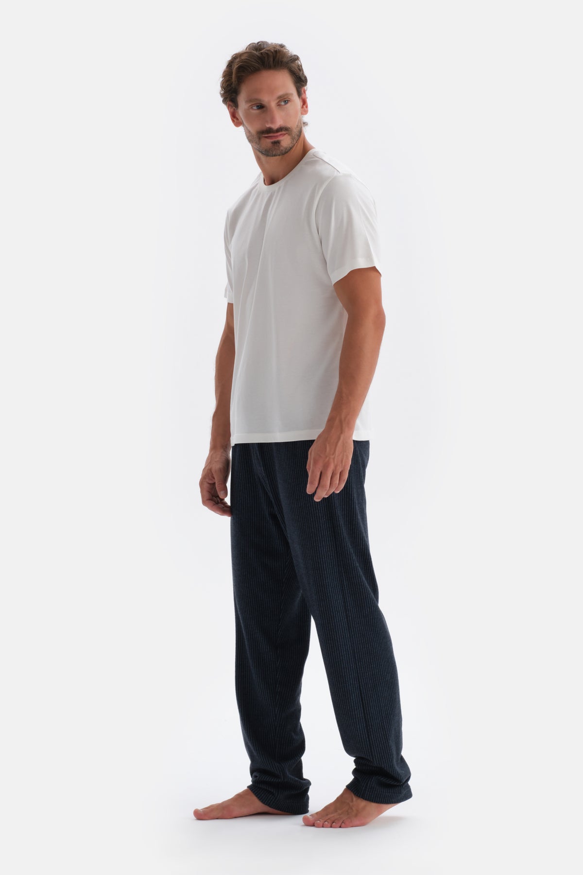 Navy LINED JACQUARD KNITTED SINGLE BOTTOM