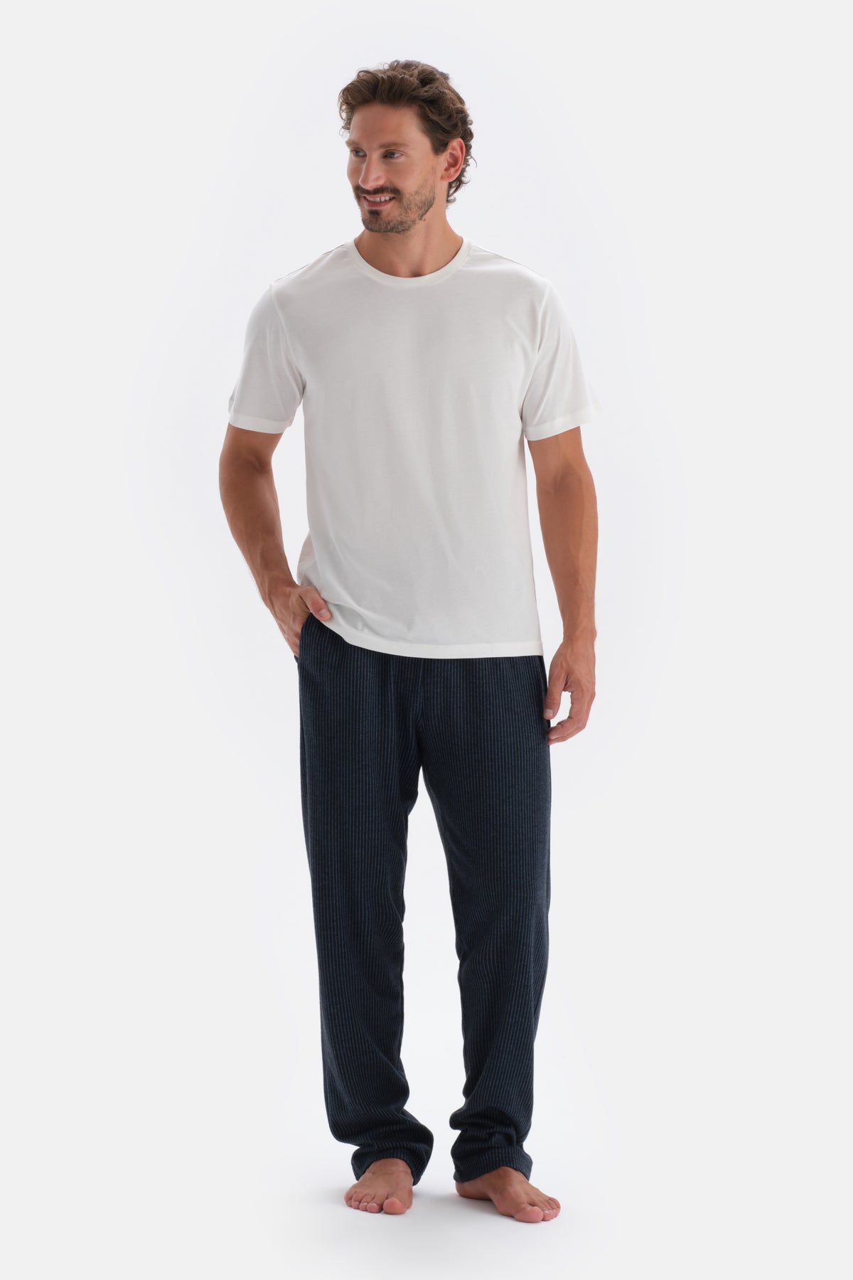 Navy LINED JACQUARD KNITTED SINGLE BOTTOM