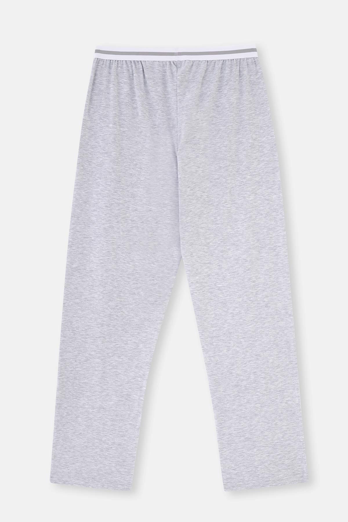 Grey Melange KNITTED SINGLE BOTTOM WITH ELASTIC WAIST