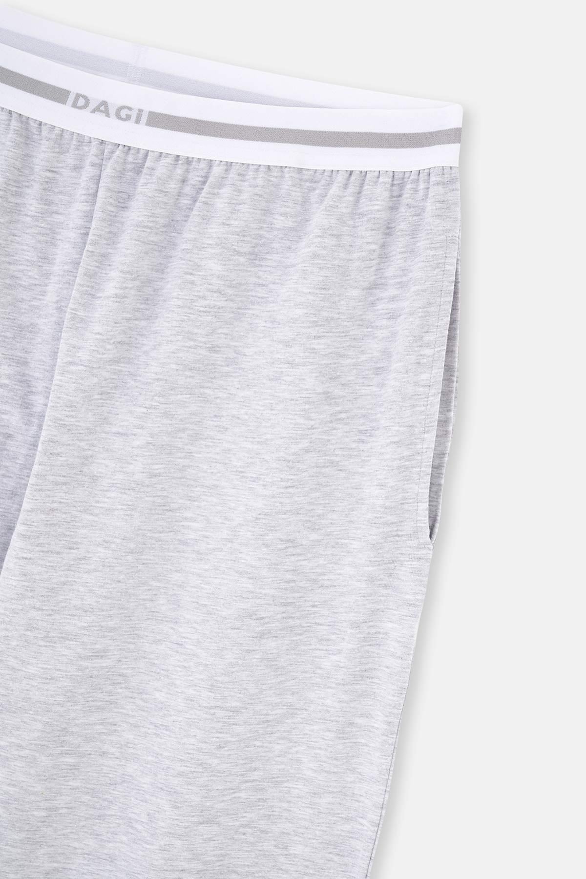 Grey Melange KNITTED SINGLE BOTTOM WITH ELASTIC WAIST