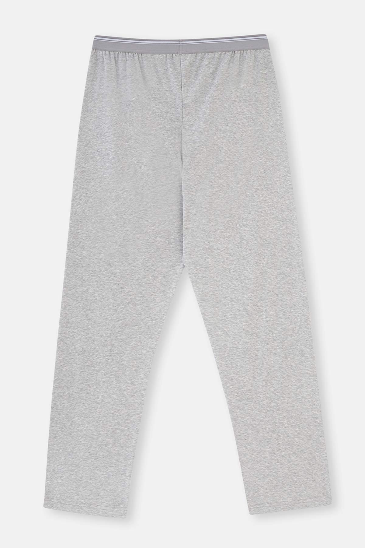 Grey Melange KNITTED SINGLE BOTTOM WITH ELASTIC WAIST