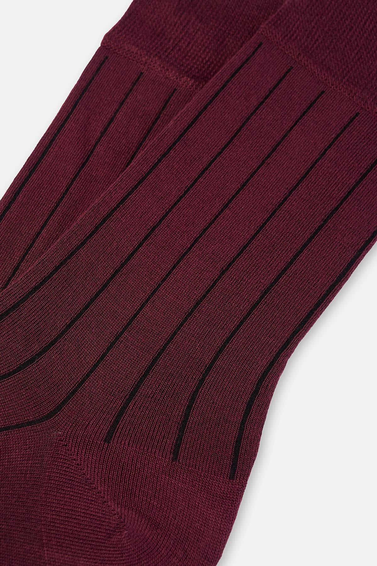 Bordo Erkek 2'Li Bambu Çorap Şerit Desen